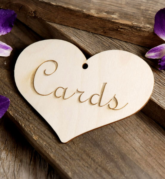 Wood Heart "Cards" Sign 5in
