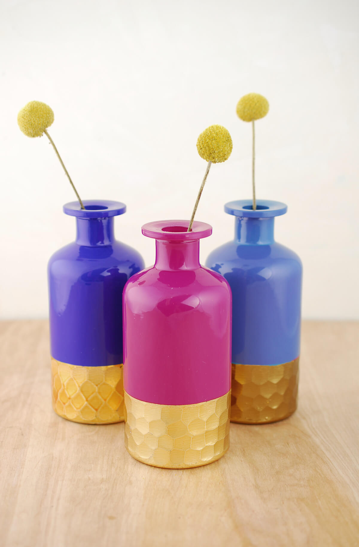 3 Boho Gold Bud Vases