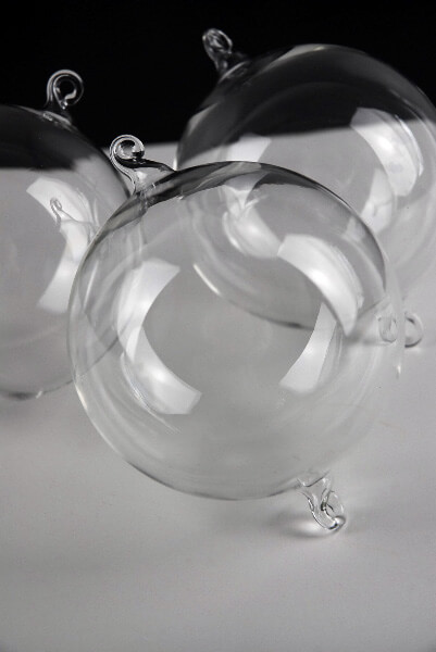 6 Clear Glass Hanging Balls 3in 7701