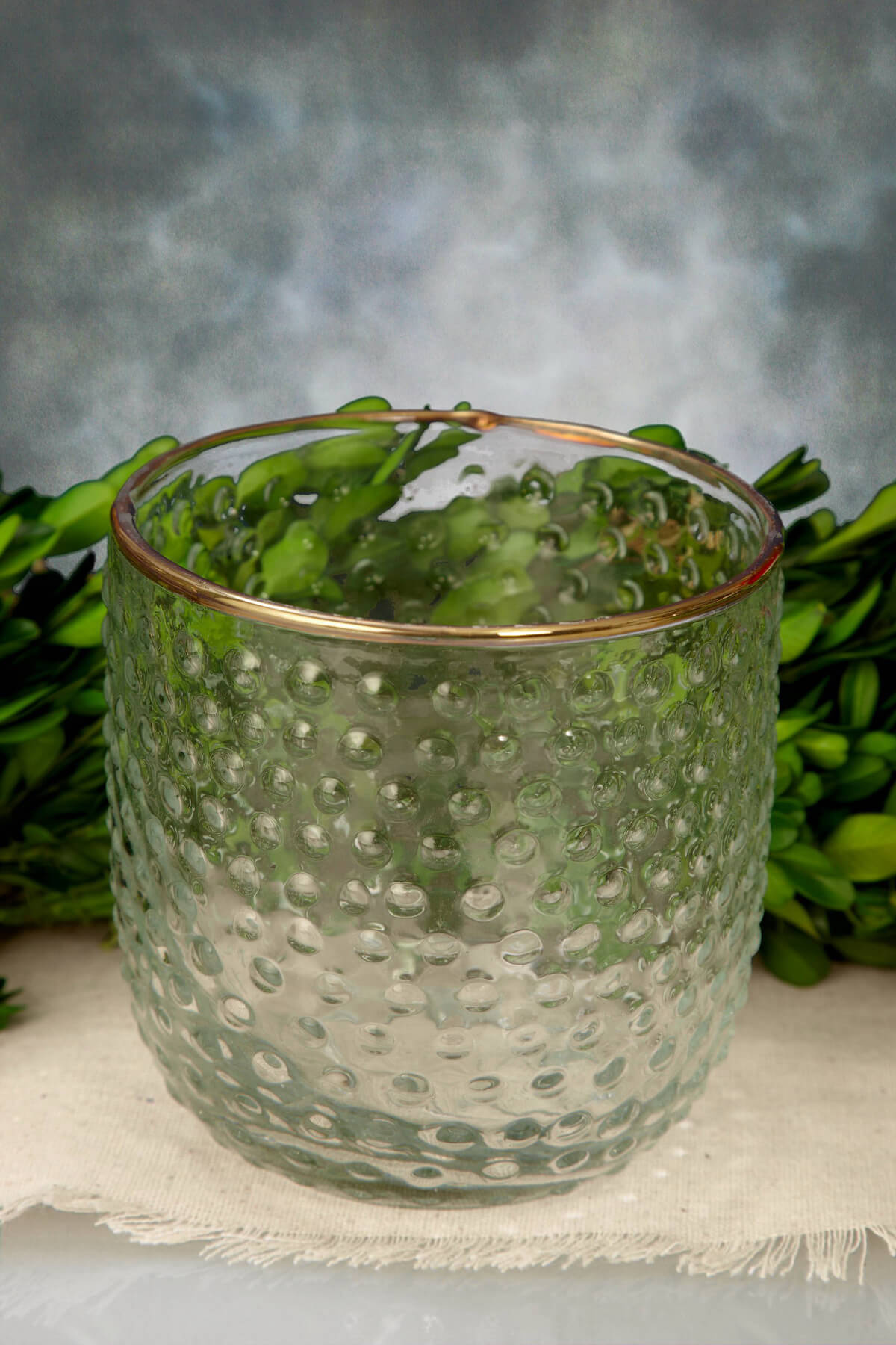 Hobnail Candle Holder Glass 425 X 375in 2425