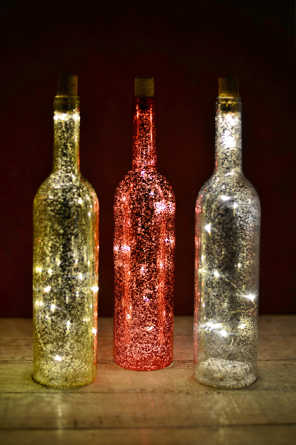 3 LED Lighted Wine Bottles Battery Operated