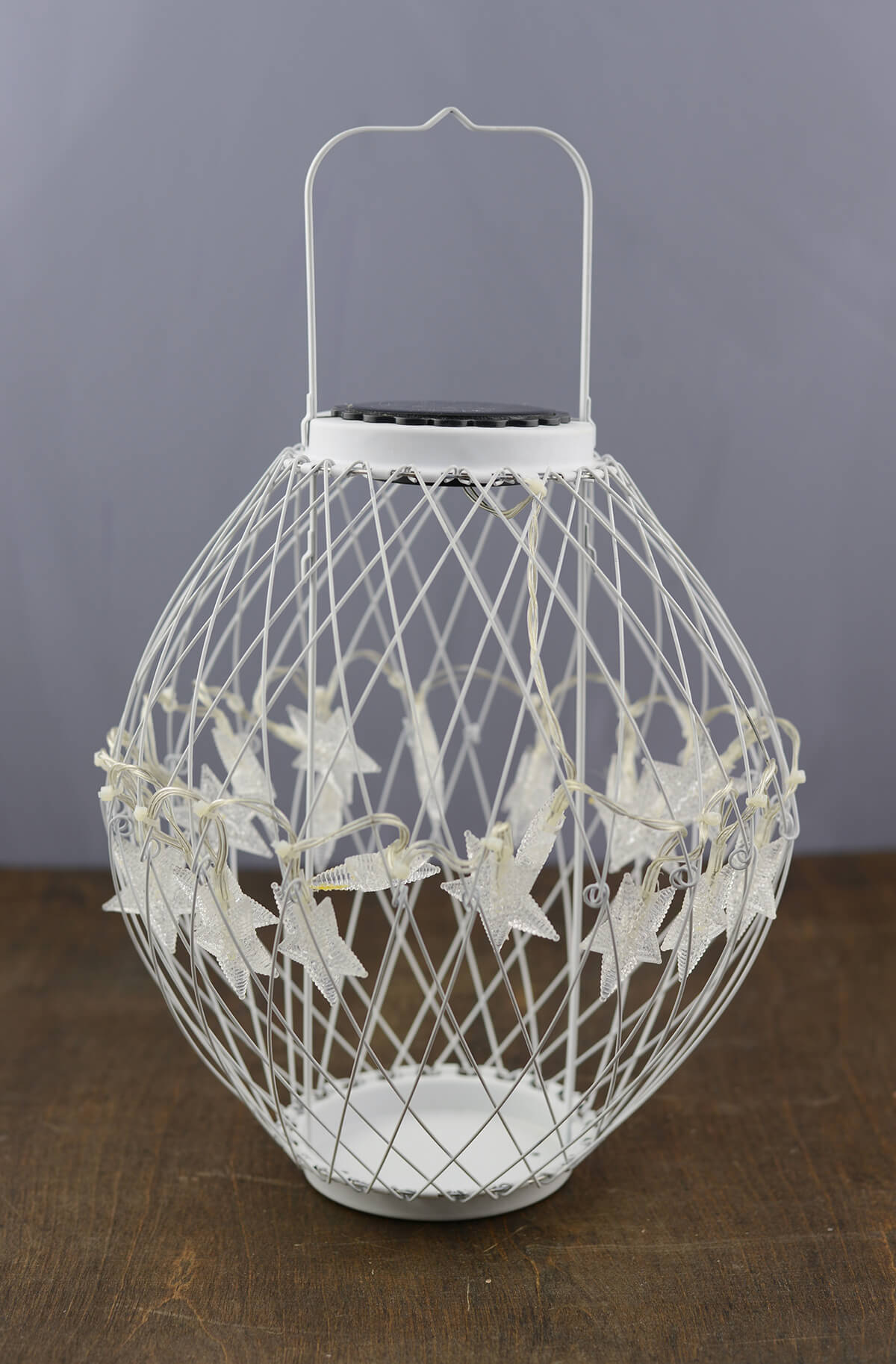 LED Solar Star White Metal Hanging Lantern