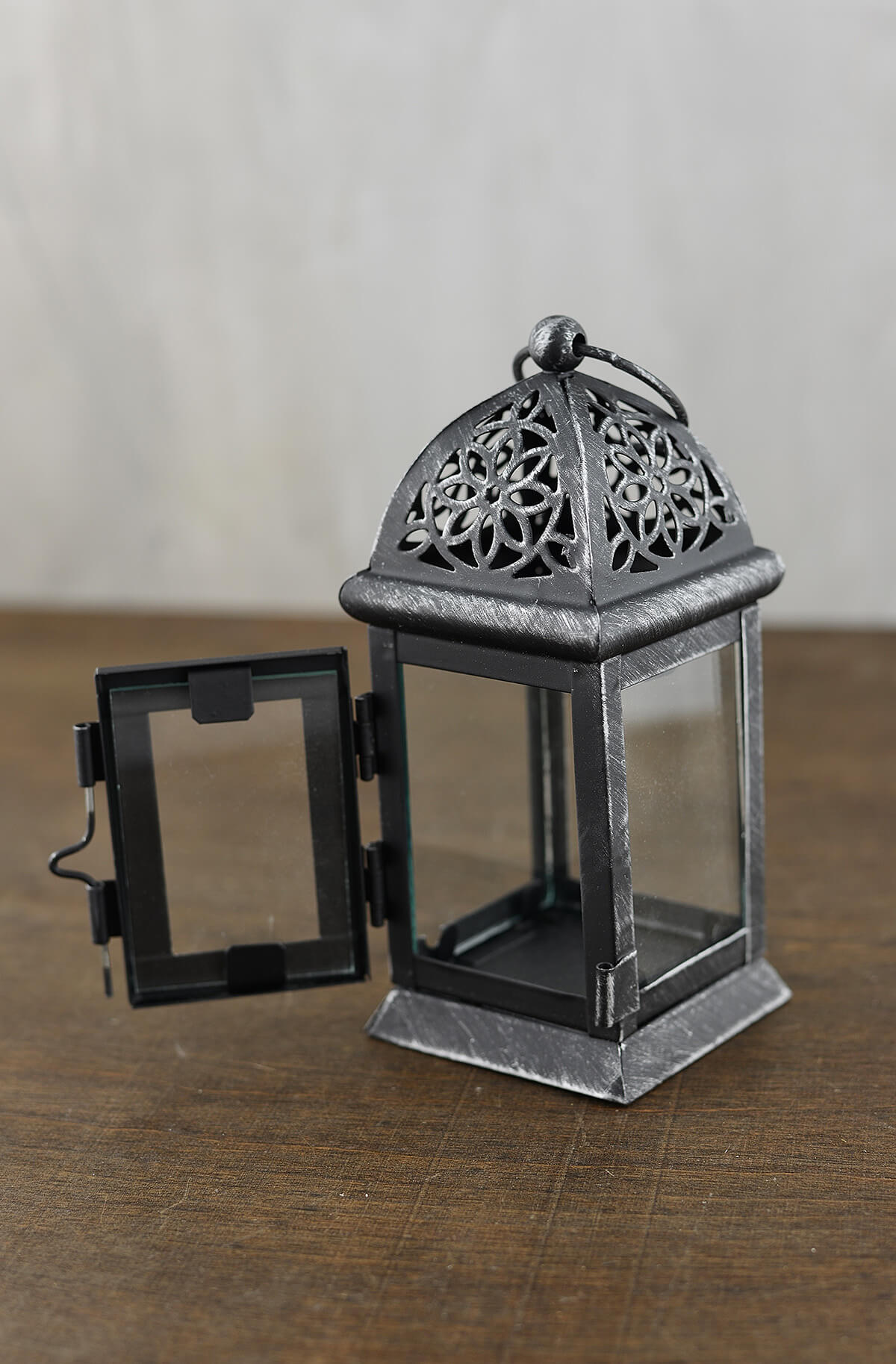 6 Black Metal And Glass Moroccan Tealight Lanterns 9836