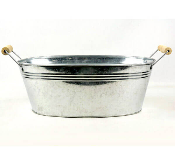 Galvanized Oval Tub with Handles 13in