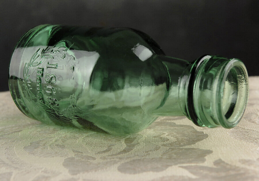 Green Glass Honey Bottle 6in