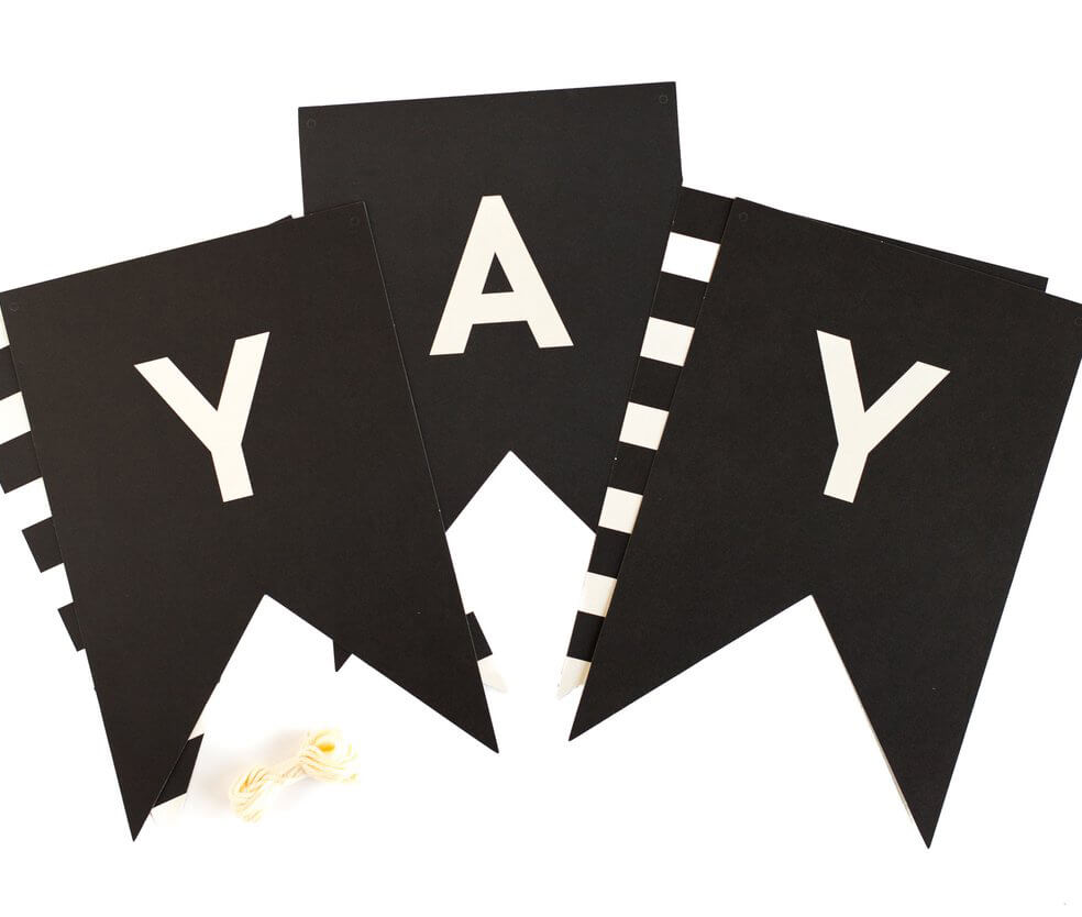 Black and White Letter Banner 60 Pieces