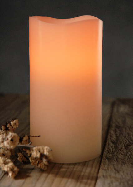 Gerson Flameless Led Wax Candle Light With Timer 3 X 6 Bisque Vanilla Scented Wavy Edge