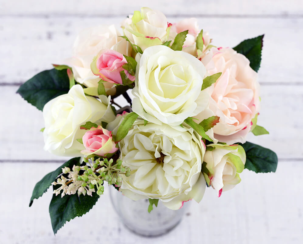 Cream & Pink Rose Wedding Bouquet