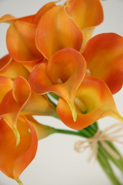 Small Real Touch Hand-Tied Orange Calla Lily Wedding ...