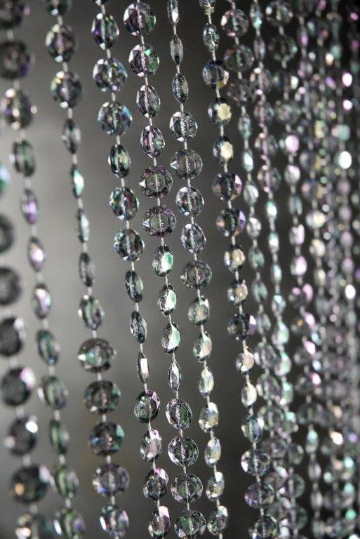 Crystal Beaded Curtains, Smoke Gray Iridescent, 3 Ft x 6 Ft