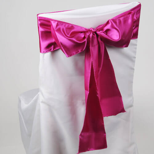 Fuchsia Pink Satin Chair Sashes (Pack of 10)