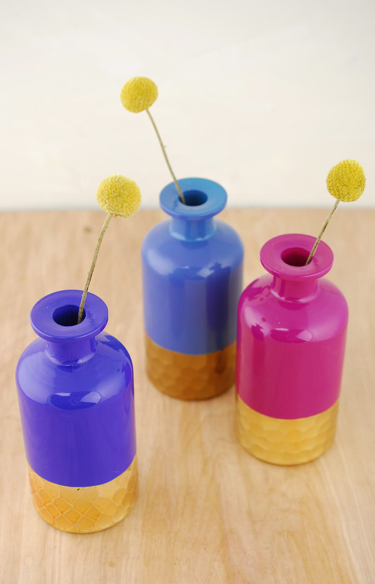 3 Boho Gold Honeycomb Bud Vases