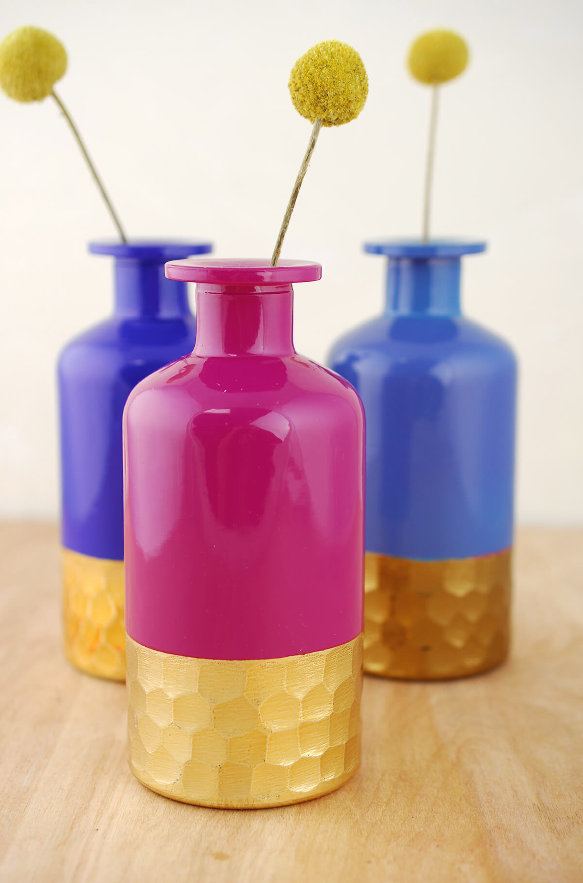 3 Boho Gold Honeycomb Bud Vases