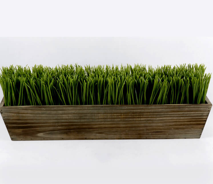 Wood Planter Box 24" Grass Centerpiece