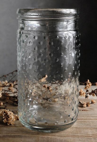 Clear Glass Hobnail Mason Jar 7in