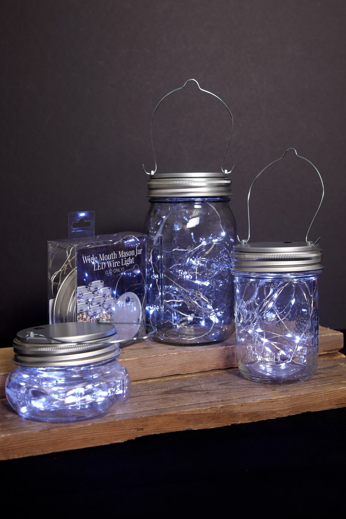 LED Mason Jar Lids with Fairy Lights Battery Op. Cool White (fits a
