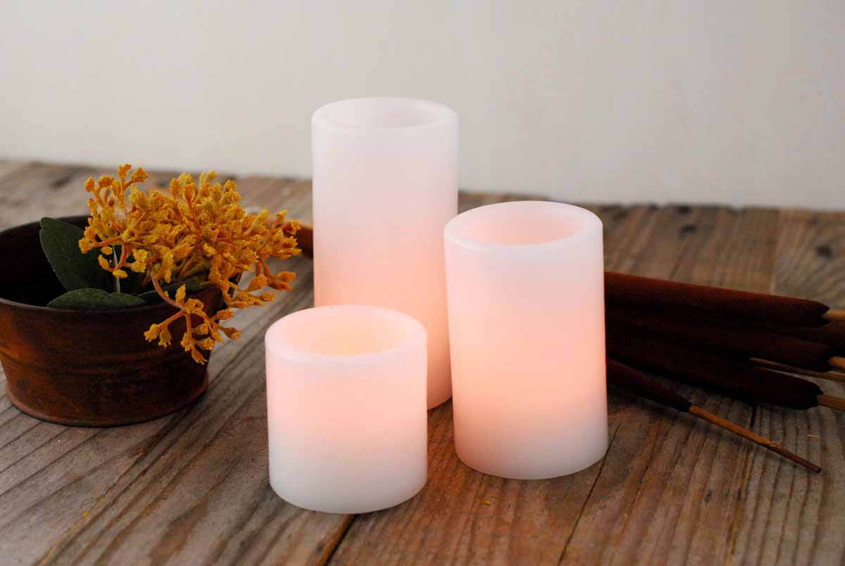 LED Wax Pillar Candle (Set of 3)