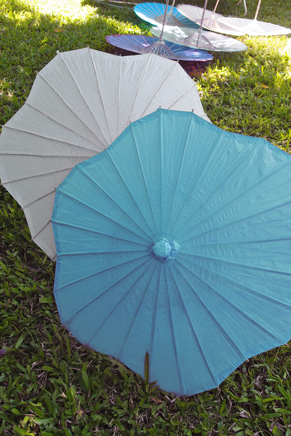 Paper & Bamboo Turquoise Parasols 32in