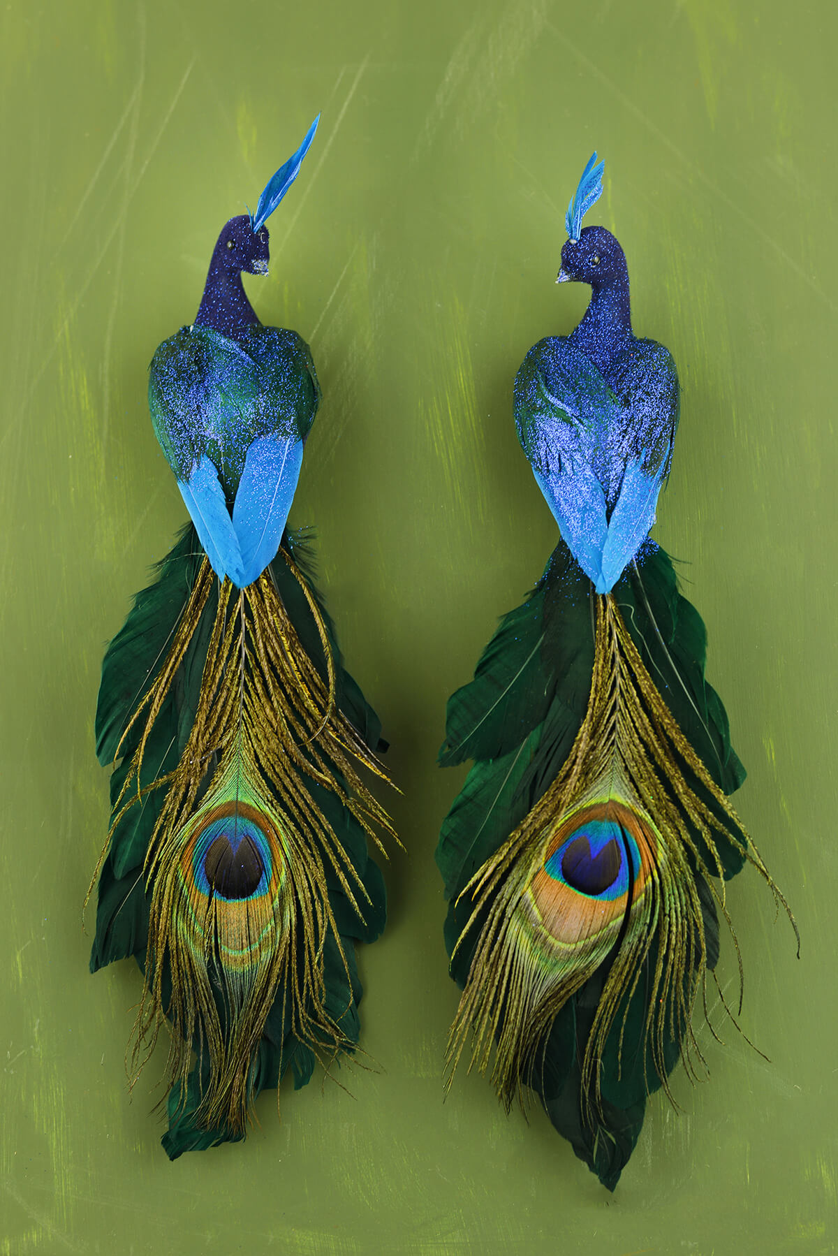 Blue Peacock Birds Set Of Two 11   Peacock Decorations 11in 1 