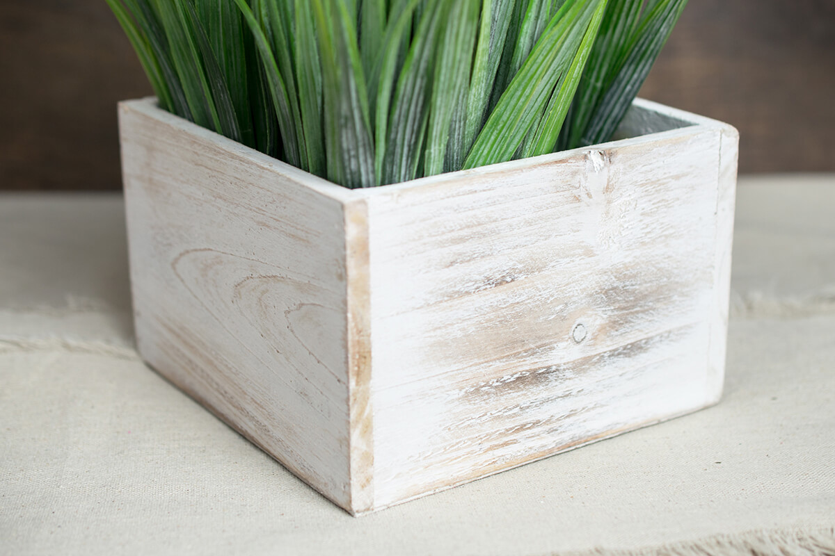 Whitewashed Wood Square Planter Box 6x6