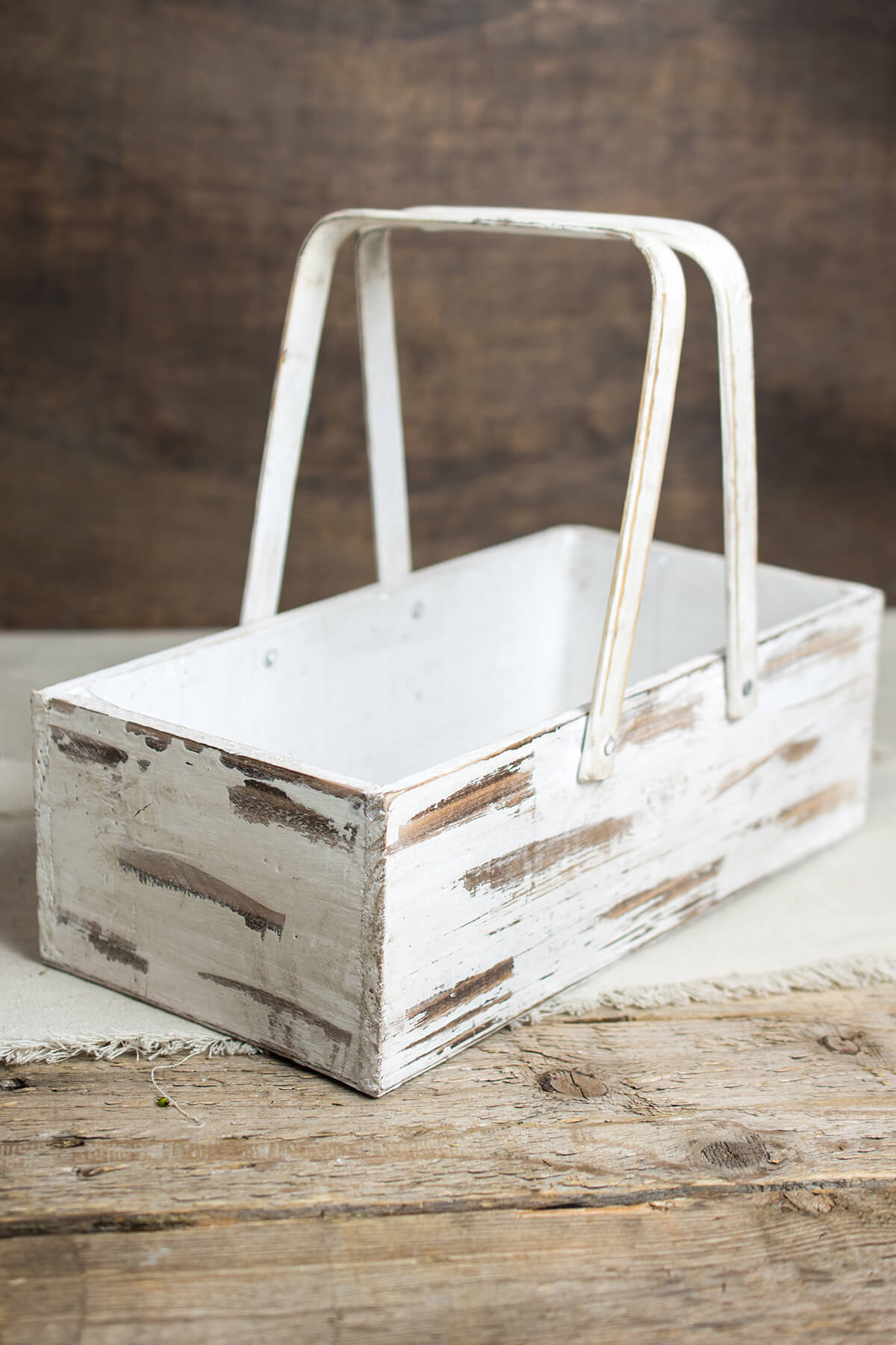 Wood Planter Box Basket with Handles 6x12in