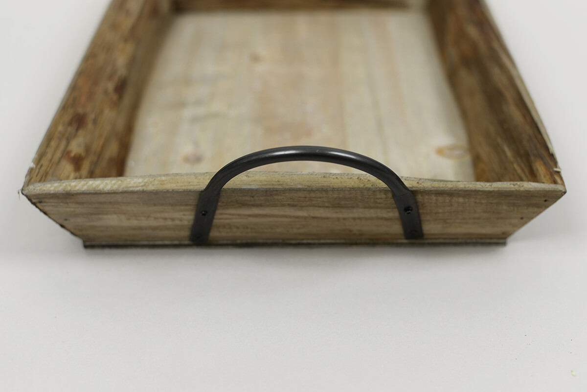 20 Inch Wood Tray With Iron Handles