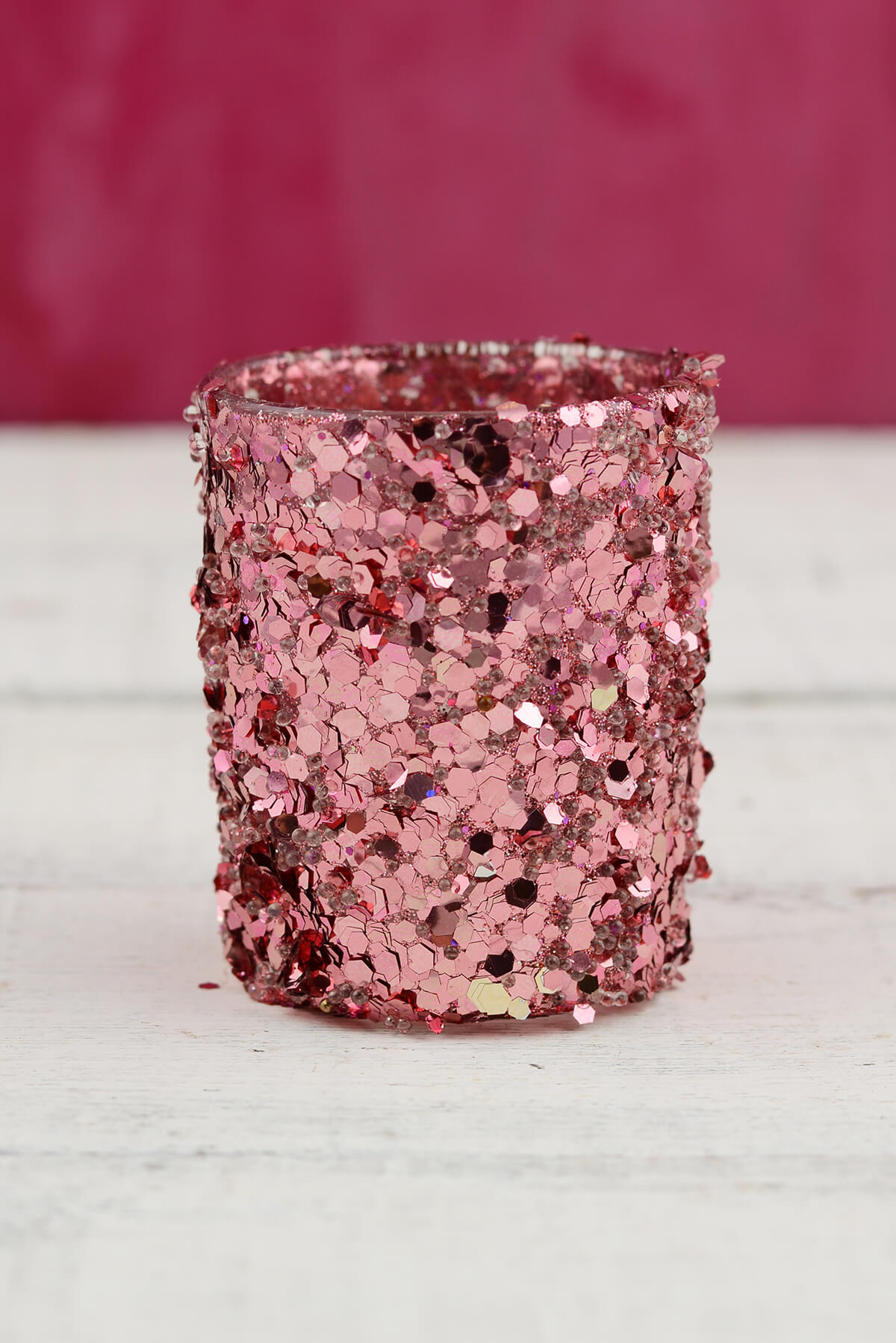 4 Pink Sequin Votive Holders