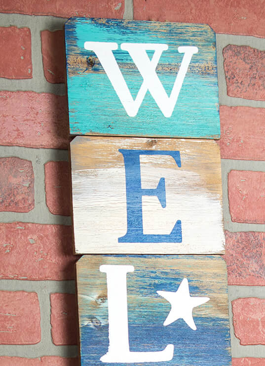 Welcome Sign, Beach Decor, Vertical, 34 inches