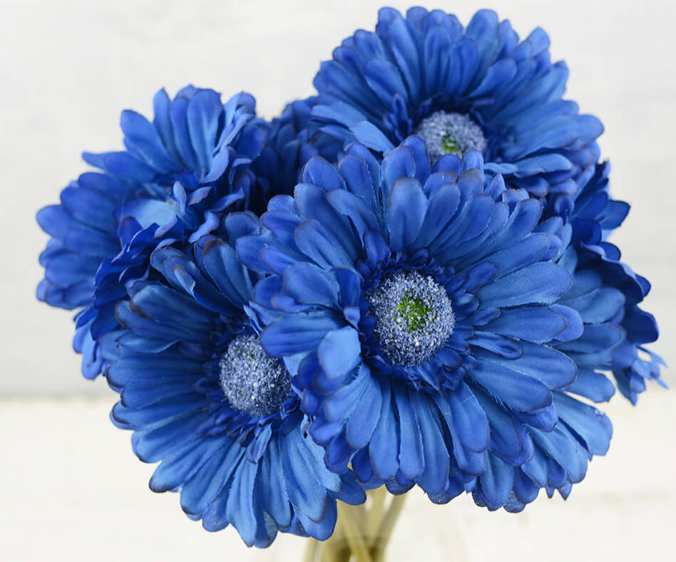 Blue Silk Gerbera Daisy Flowers