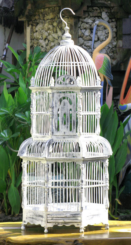 Teak Bird Cages White Handcrafted Ships for Free