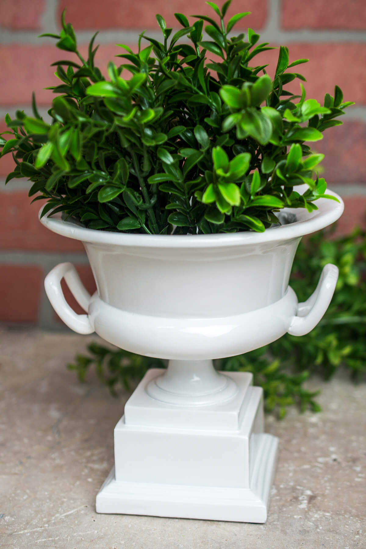 white pedestal urn waterproof planter 7in