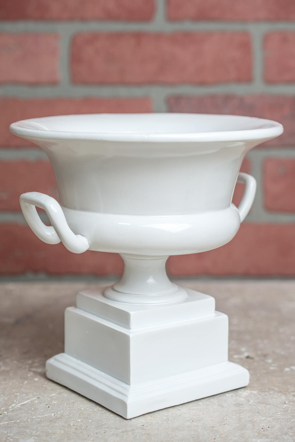 White Pedestal Urn Waterproof Planter 7in