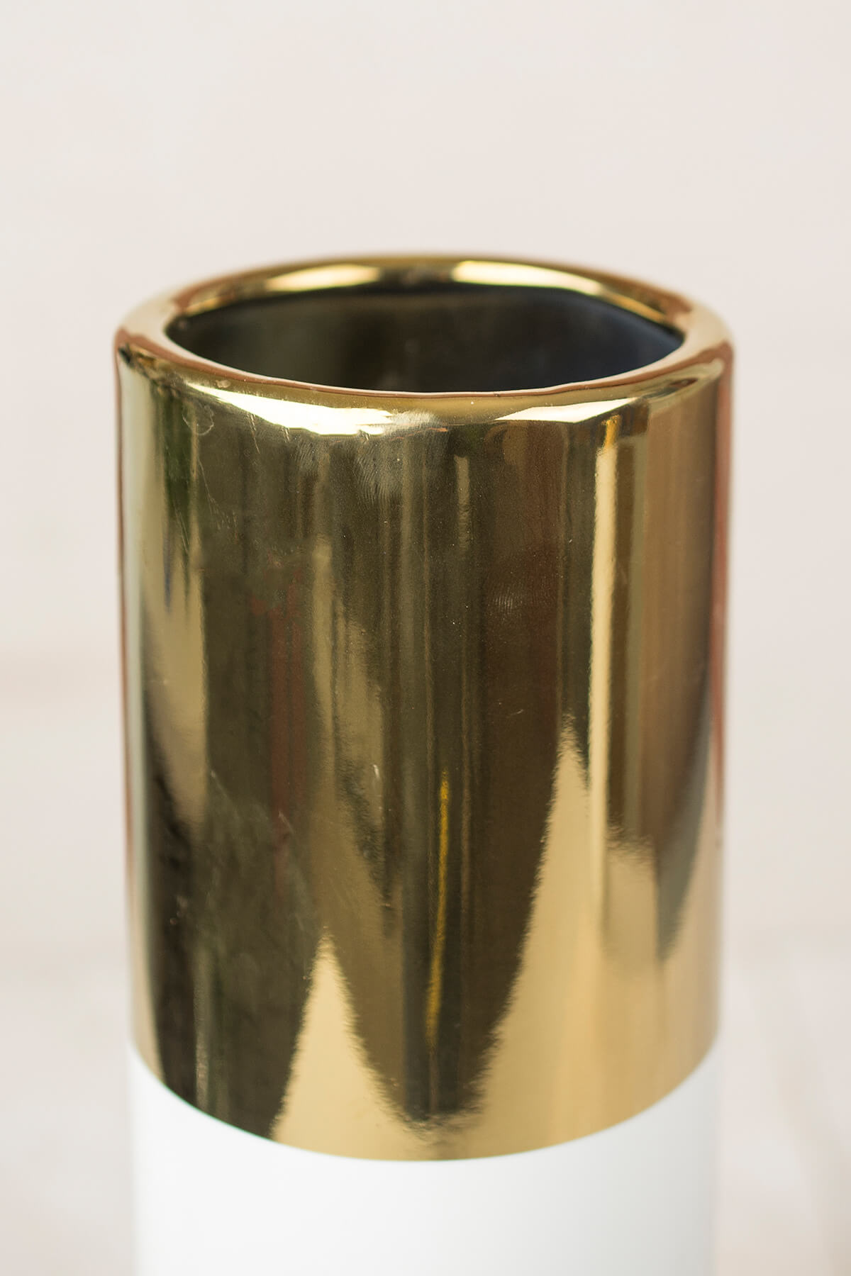 White & Gold 16in Klein Vase