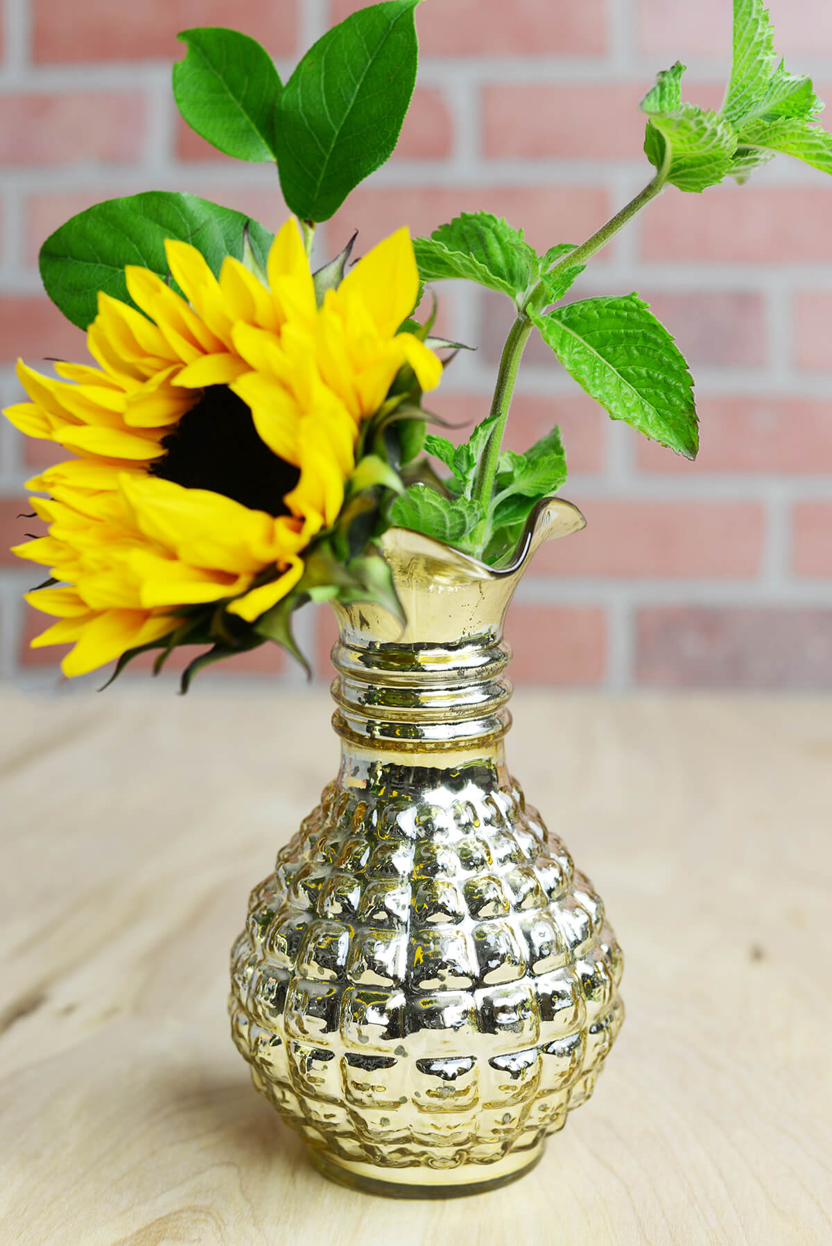 Gold Mercury Glass Carraway Vase 8"