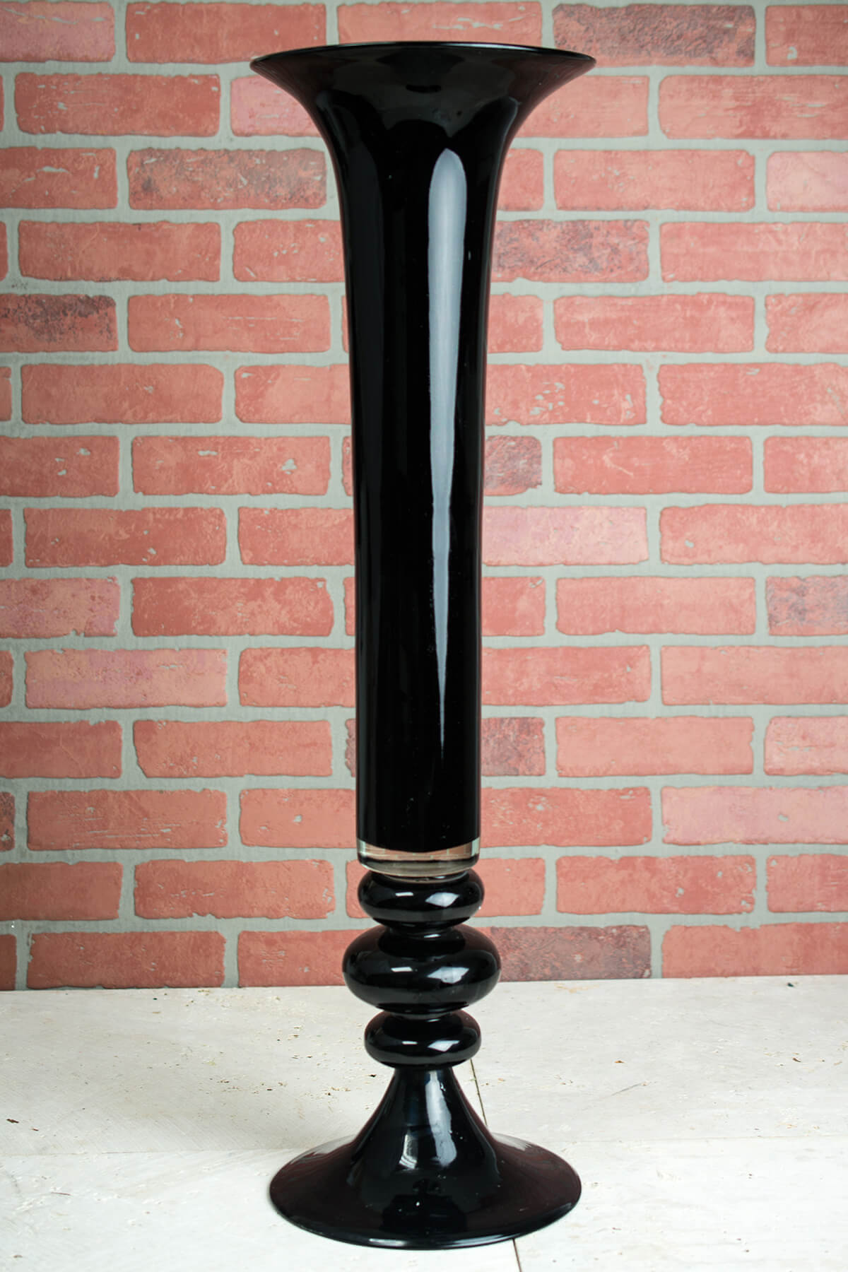 Black Glass 32 Inch Trumpet Vase