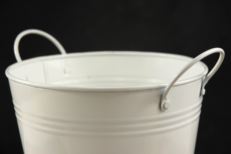 White Metal Bucket 6.5 with 2 Handles 