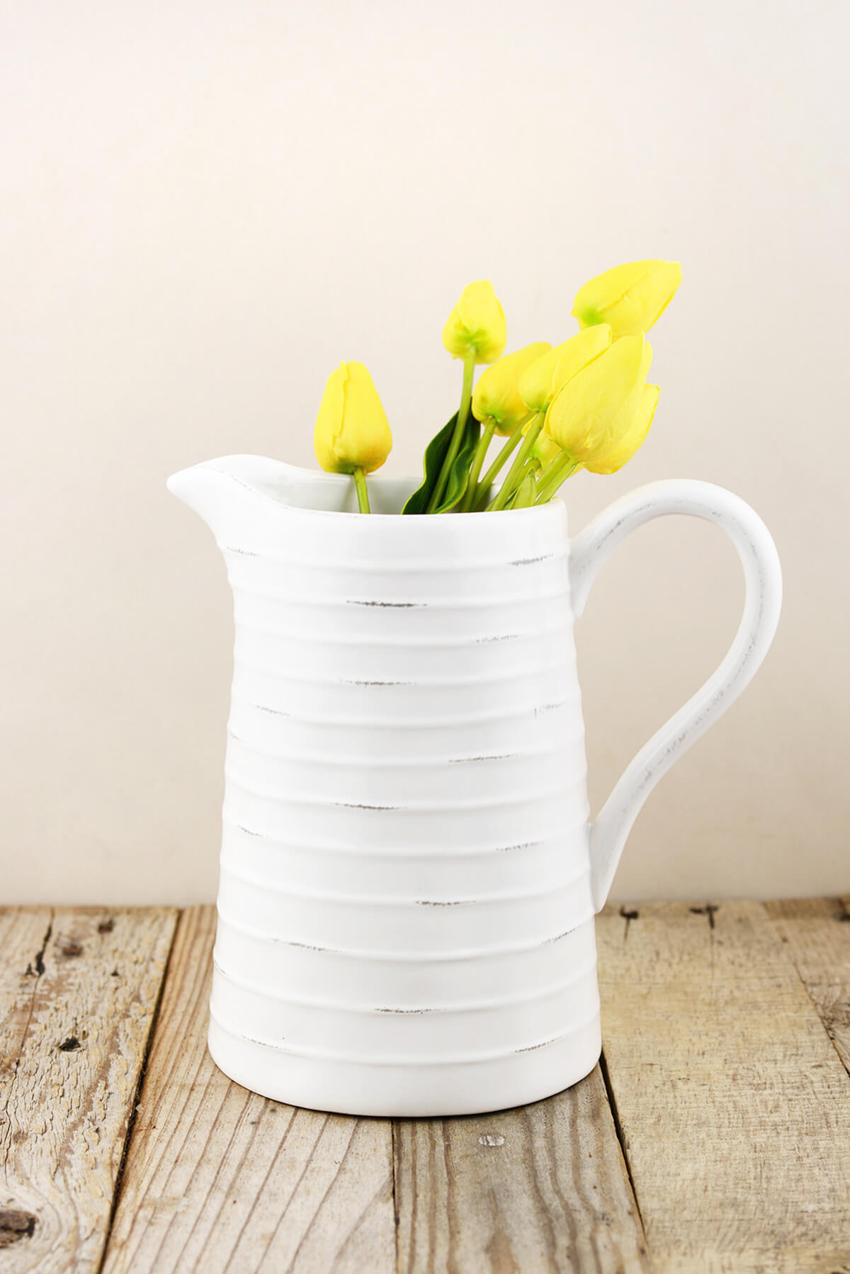 Farmhouse White Ceramic Pitcher 85in