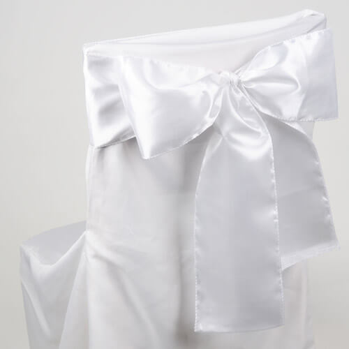 White Satin Chair Sashes (Pack of 10)