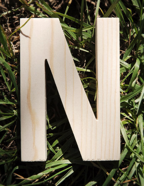 Wood Letter N - 4in Pine