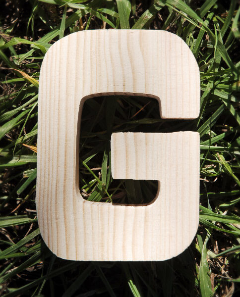 Wood Letters G Pine 4 inch Letters